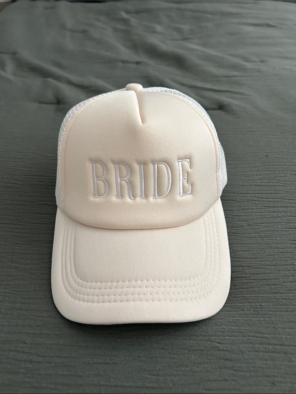 Bride Embroidered Trucker Hat in Blush